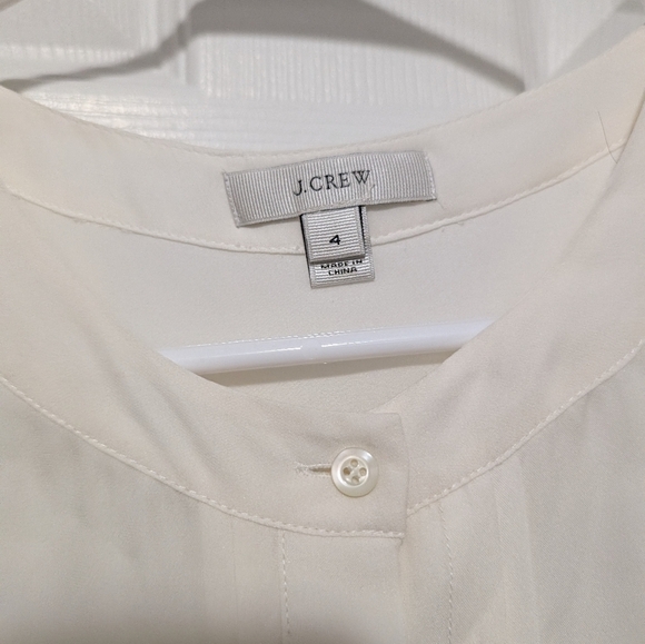J. Crew, Women's Size 4, 100% Silk Button Down Blouse W/ 100% Cotton Lace Detail - Picture 2 of 7